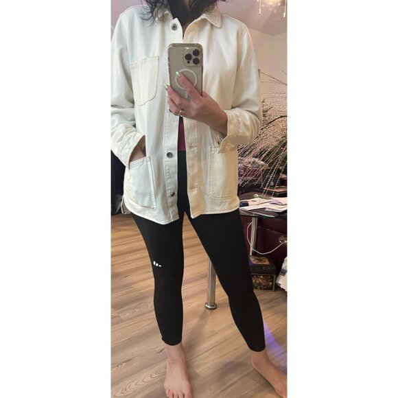 Old Navy Cream Jacket Women's S/M Denim Workwear Shacket Barn Chore Workwear - Picture 3 of 8
